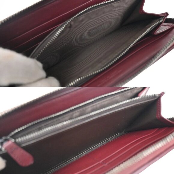 BOTTEGA VENETA Intrecciato Long Zip Around Wallet Purse Leather Red 65KB080 - Picture 11 of 15
